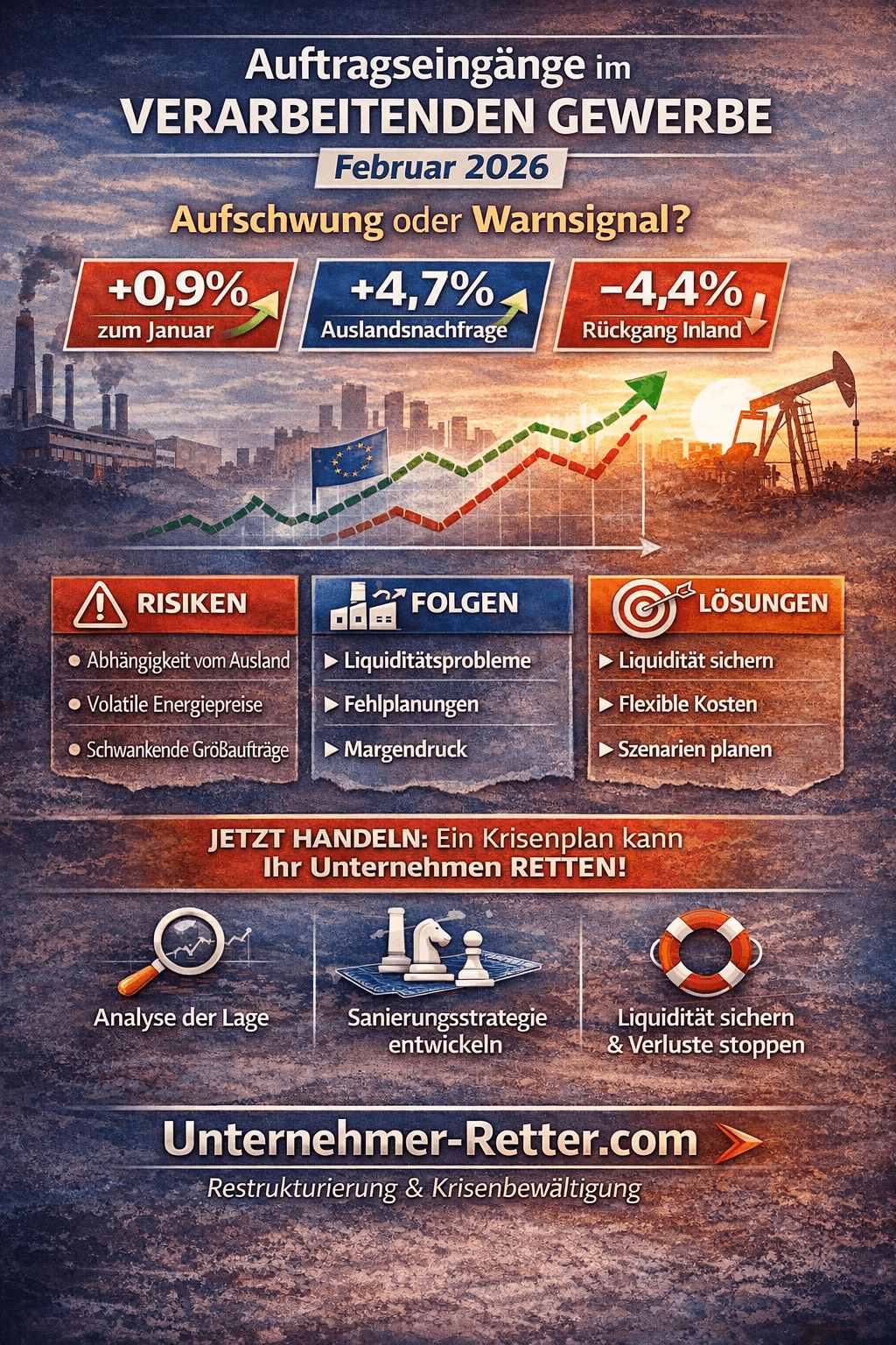 Entwicklung der Auftragseingänge im Verarbeitenden Gewerbe (Februar 2026) Infografik Entwicklung der Auftragseingänge im Verarbeitenden Gewerbe (Februar 2026) Infografik